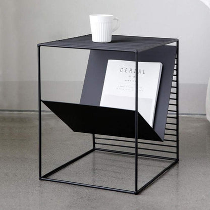 Black Metal End Table with Storage