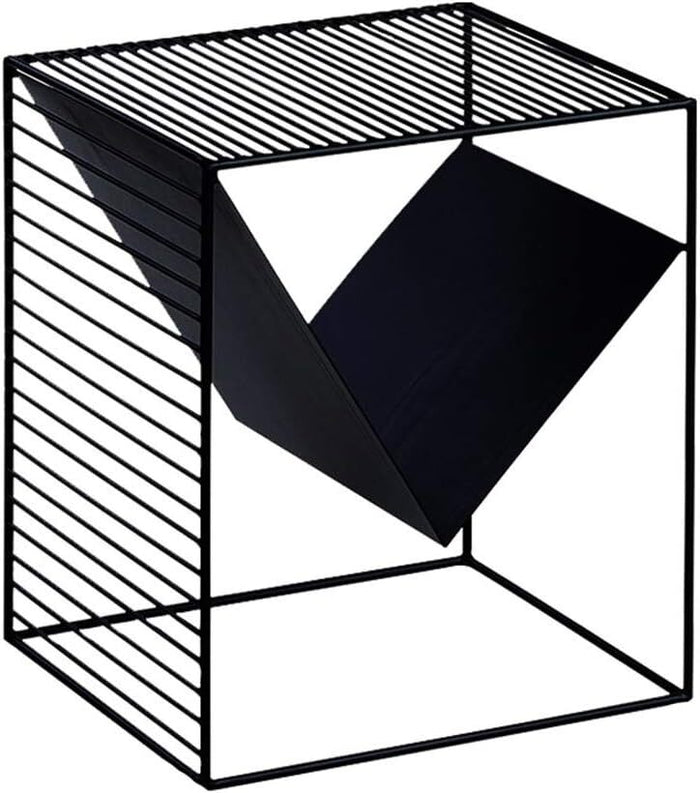Black Metal End Table with Storage