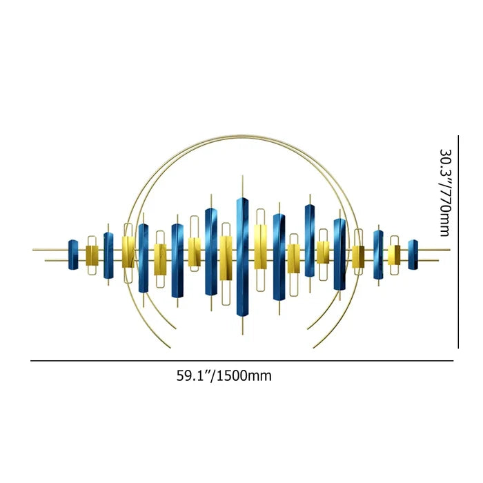 Blue And Gold Abstract Metal Wall Art