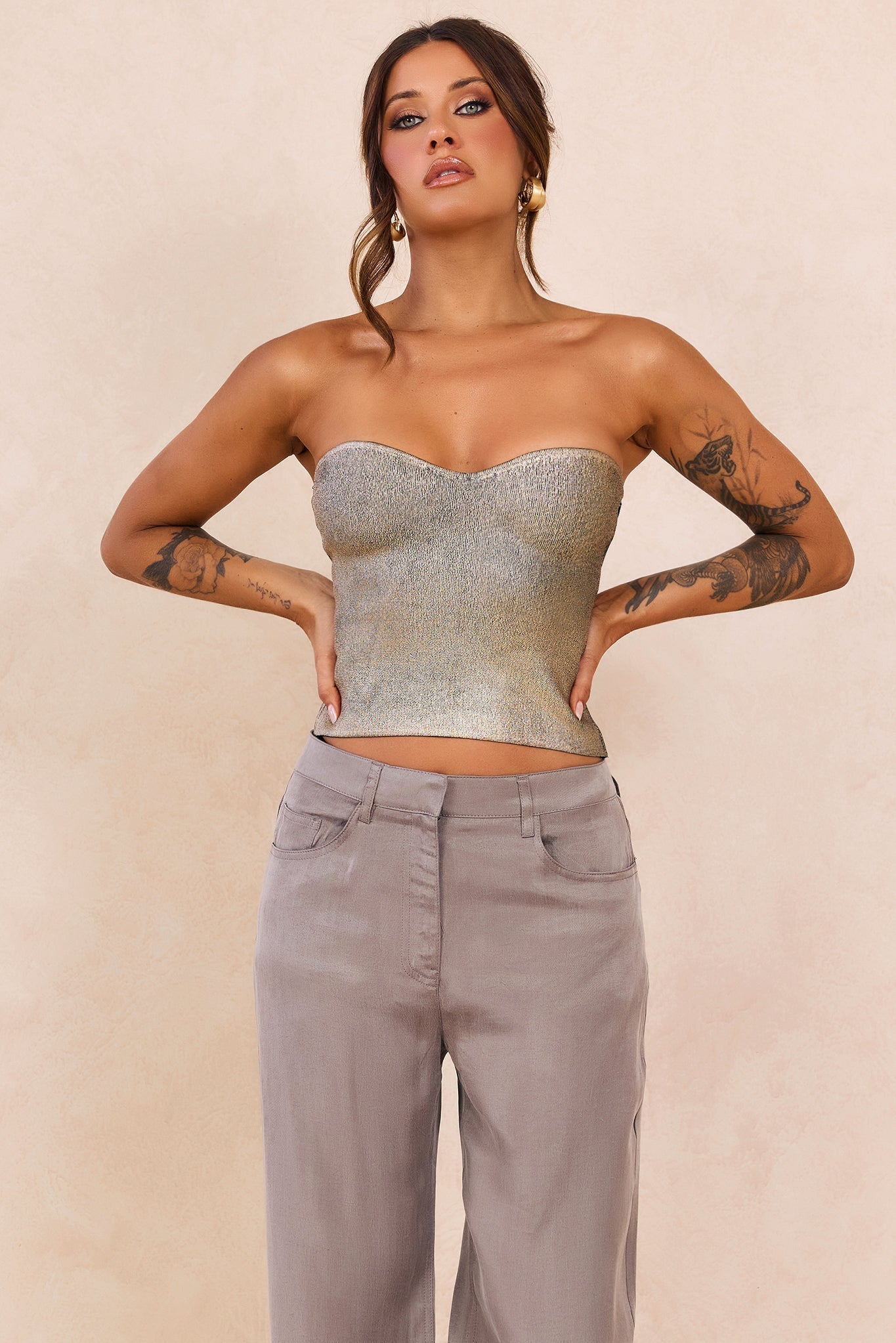 Breezes In Sunsets Foil Knit Top - Gold