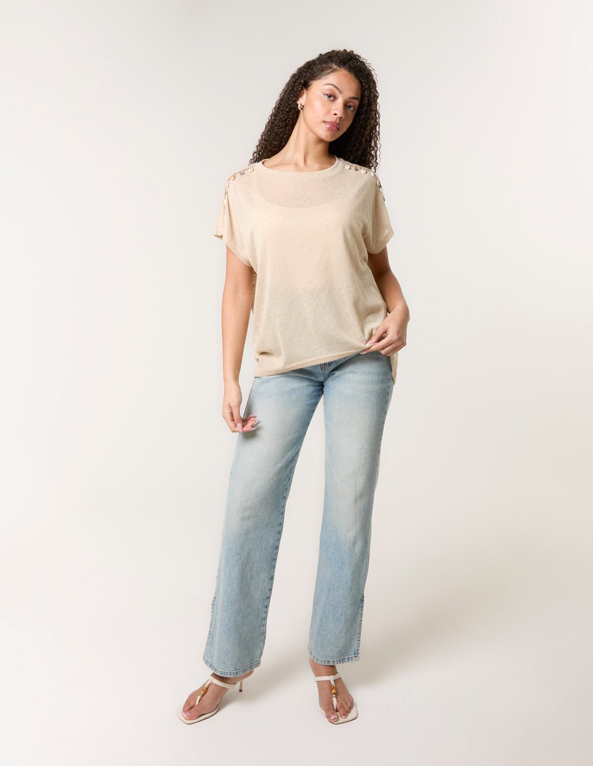 Shell Trim Oversized Top