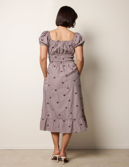 Gingham Milkmaid Midi Dress