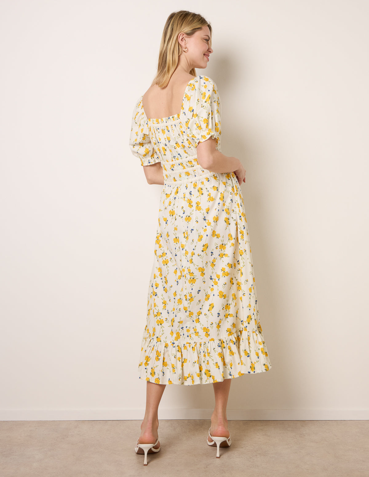 Ditsy Floral Poplin Milkmaid Midi Dress