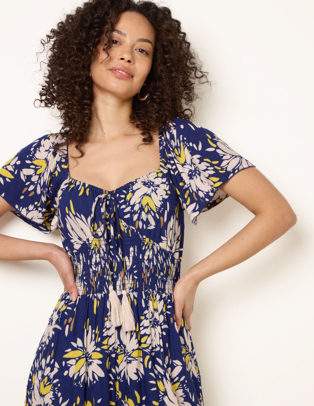 Shirred Waist Wide Leg Jumpsuit