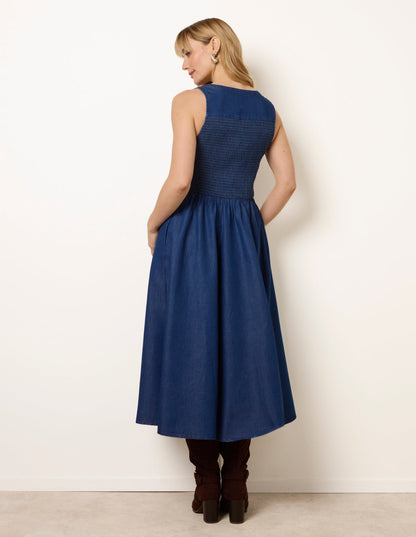 Zip Front Denim Dress