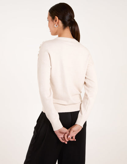 Pearl Flower Embellishment Jumper