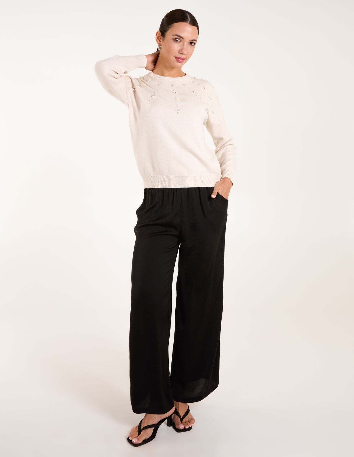 Pearl Flower Embellishment Jumper