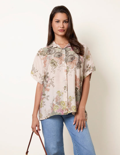 Floral Button Front Shirt