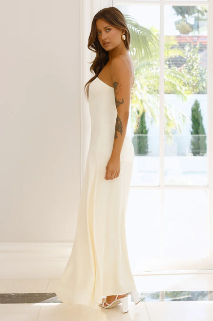 Daydream Darling Strapless Maxi Dress Yellow