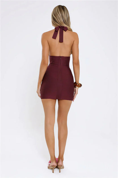 Always Iconic Bandage Mini Dress Wine