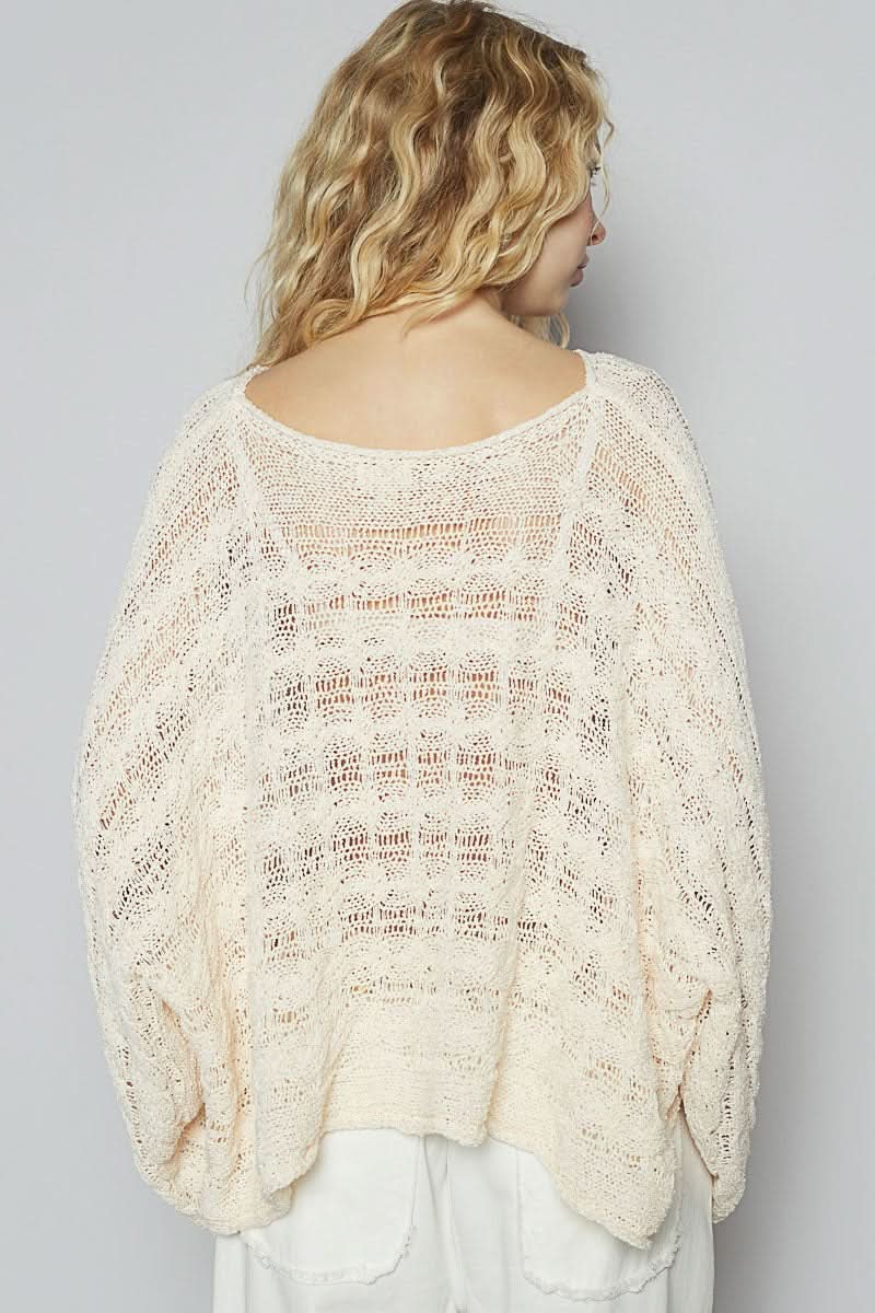 Carmen Cream Oversized Sheer Sweater