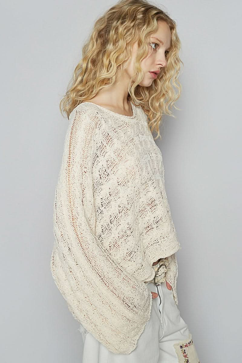 Carmen Cream Oversized Sheer Sweater