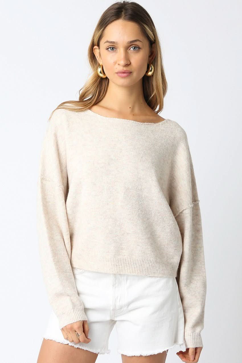 Cecily Beige Slouchy Pullover Sweater