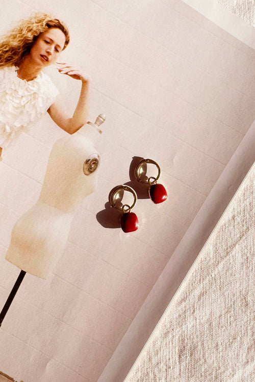 Cerise Drop Earrings - Red