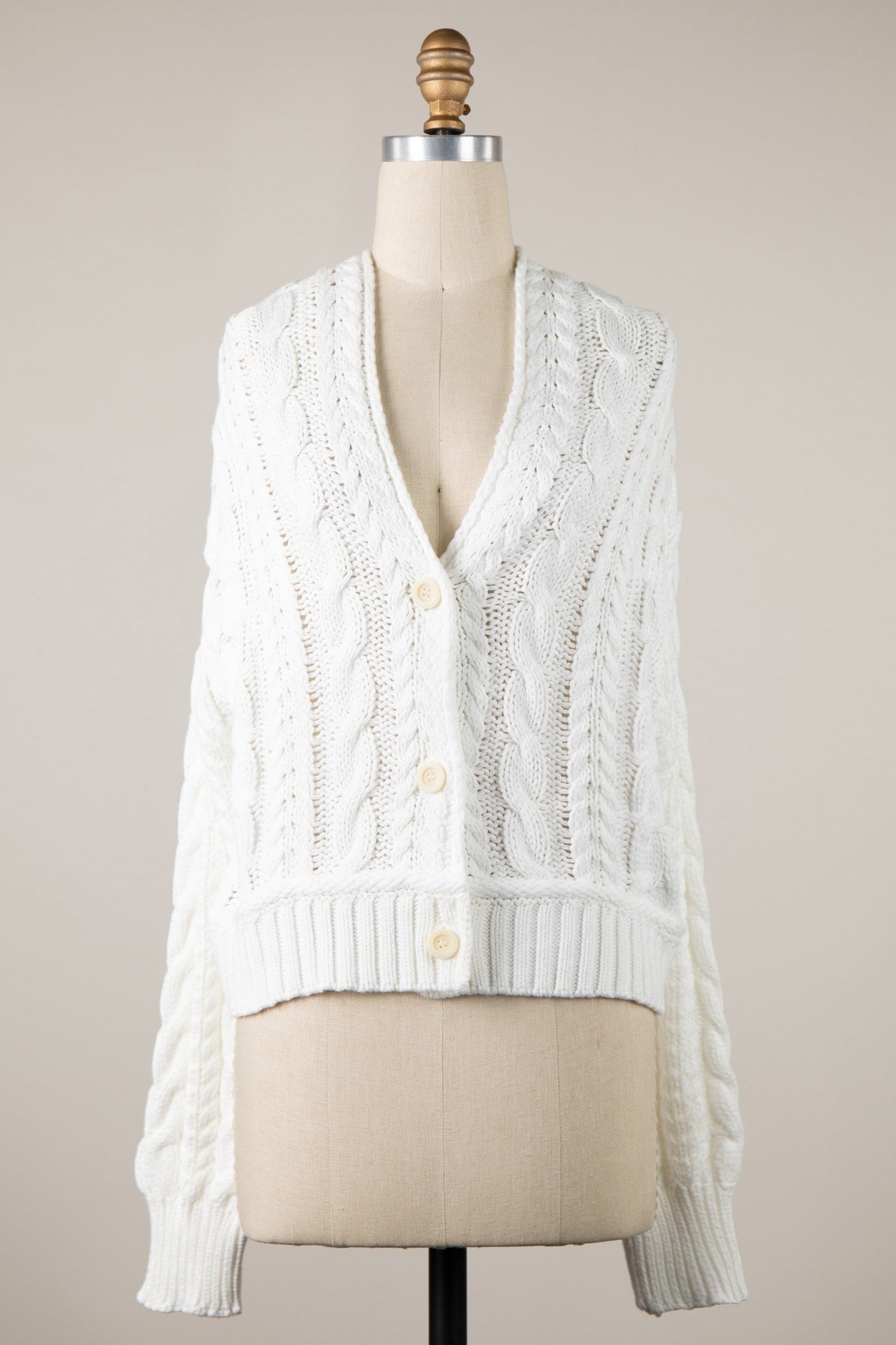 Chilton White Cable Knit Cardigan Sweater