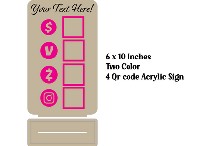 Custom Acrylic QR Code Sign with Detachable Base | Three or four QR Codes