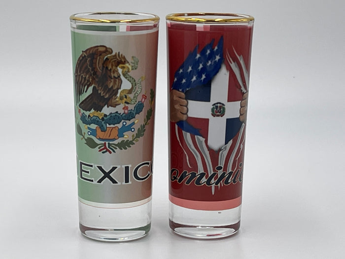 Custom Country Flag  Tequila shot Glass custom 2.5 oz