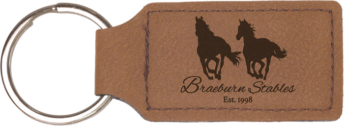 Custom Engraved Leatherette Keychain  Dark Brown Rectangle | Personalized Gift
