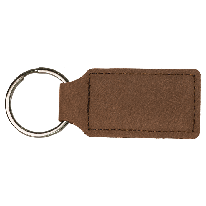 Custom Engraved Leatherette Keychain  Dark Brown Rectangle | Personalized Gift