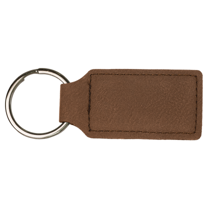 Custom Engraved Leatherette Keychain  Dark Brown Rectangle | Personalized Gift