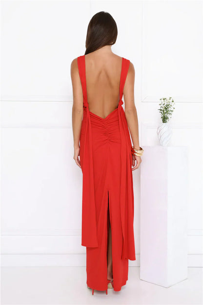 Crimson Crush Maxi Dress Red