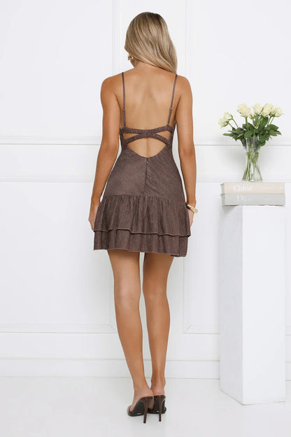 Be Seen Lovely Mini Dress Brown