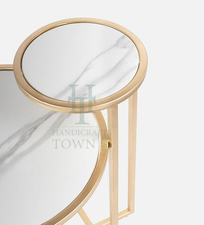 Dual Marble Side table (Gold)