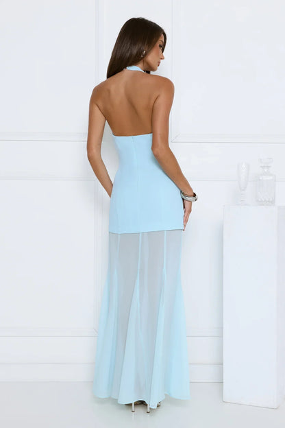 Diamond District Halter Maxi Dress Blue