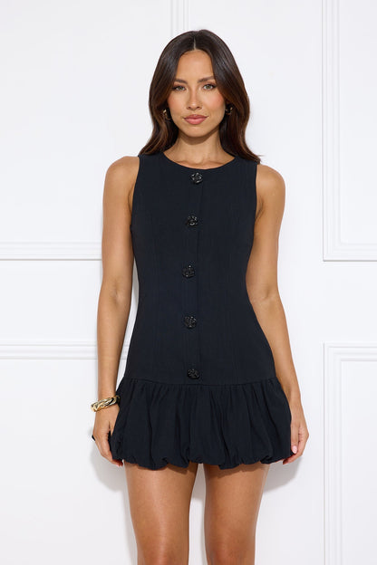 Crystal Lights Bubble Mini Dress Black