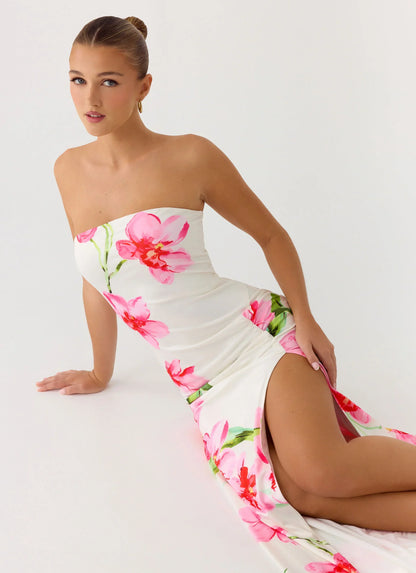 Erivo Strapless Maxi Dress - Ivory Reef