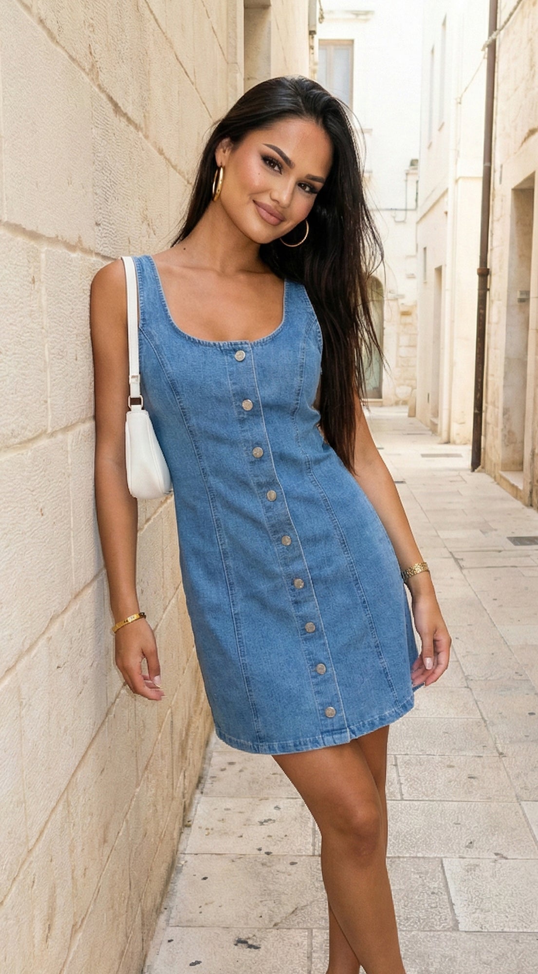 Elba Demin Mini Dress - Blue