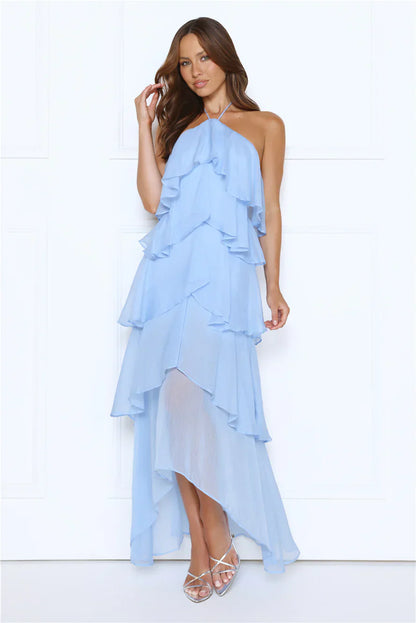 Dreamlight Affair Halter Maxi Dress Blue