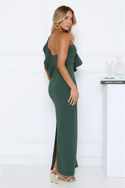 City Girl Energy One Shoulder Maxi Dress Teal