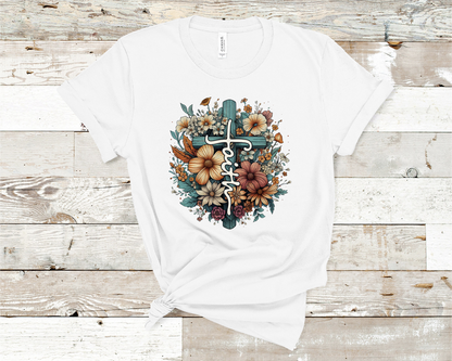 Faith Cross with flowers T-shirt ready to ship