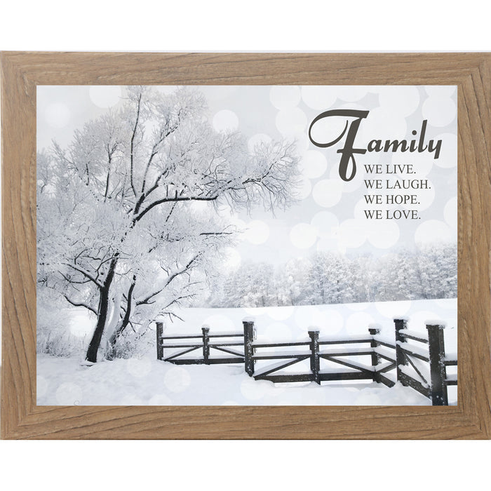 Family – We Live, We Laugh, We Hope, We Love – Framed Winter Family Wall Art (SSA099) - Summer Snow Art