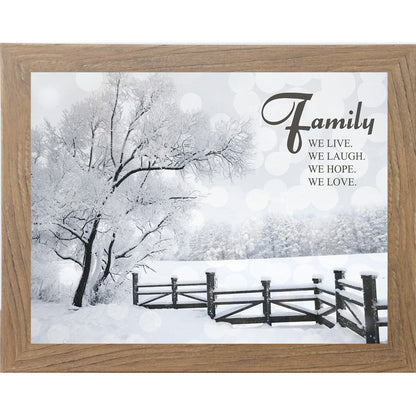 Family – We Live, We Laugh, We Hope, We Love – Framed Winter Family Wall Art (SSA099) - Summer Snow Art