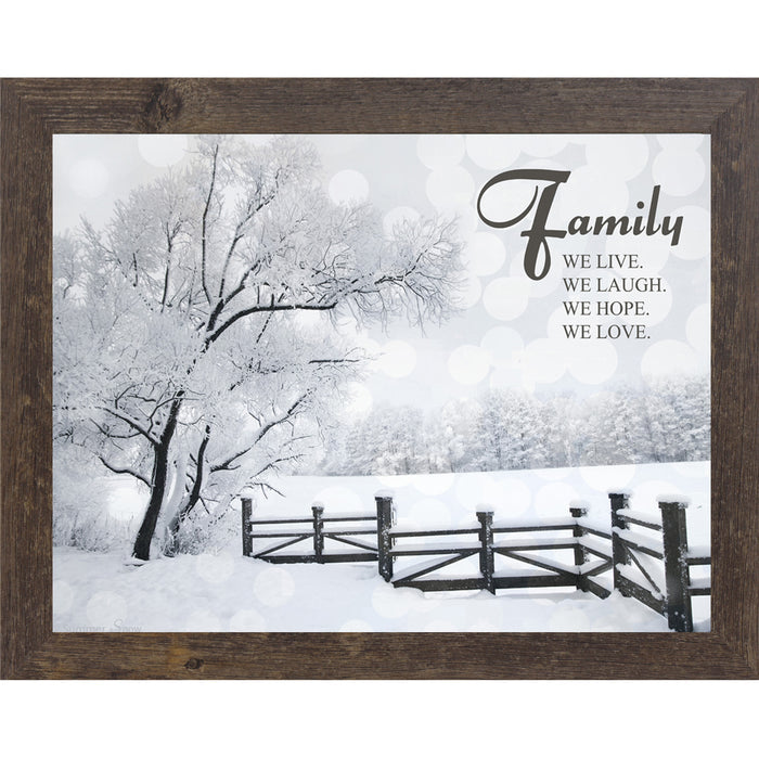 Family – We Live, We Laugh, We Hope, We Love – Framed Winter Family Wall Art (SSA099) - Summer Snow Art