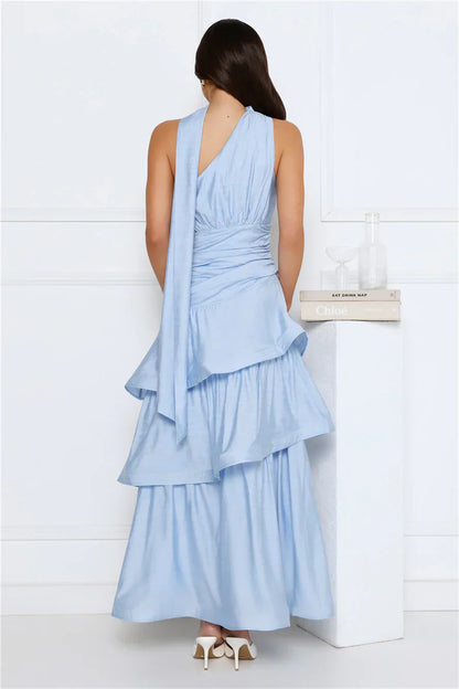 Cara One Shoulder Maxi Dress Blue