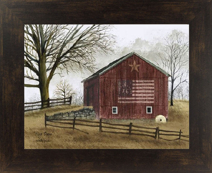 Flag Barn by artist Billy Jacobs BJ112 - Summer Snow Art