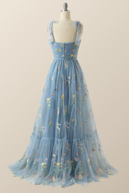 Green A-line Embroidered Long Formal Gown