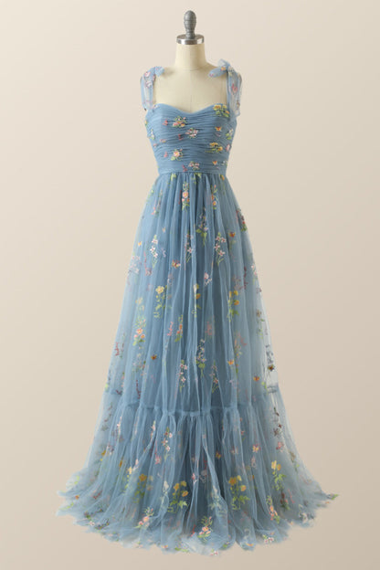 Green A-line Embroidered Long Formal Gown