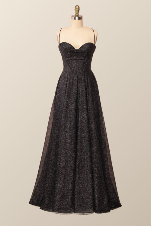 Cowl Neck Black A-line Long Formal Dress
