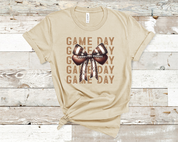 Game Day Football Bow Brown T-shirt