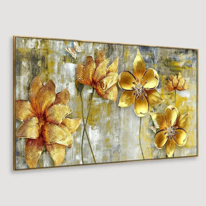 Golden Bloom Wall Painting