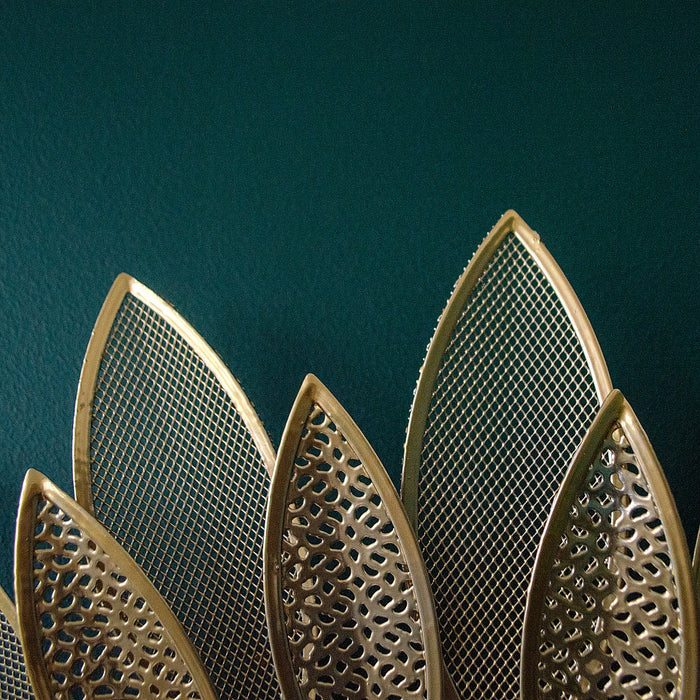 Golden Metal Leave Wall Mirror
