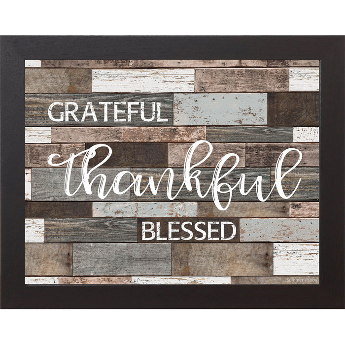Grateful Thankful Blessed – Slatted Wood Inspirational Framed Wall Art (SSA000) - Summer Snow Art