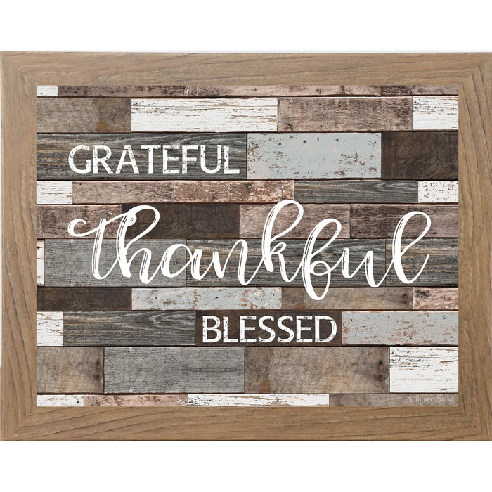 Grateful Thankful Blessed – Slatted Wood Inspirational Framed Wall Art (SSA000) - Summer Snow Art