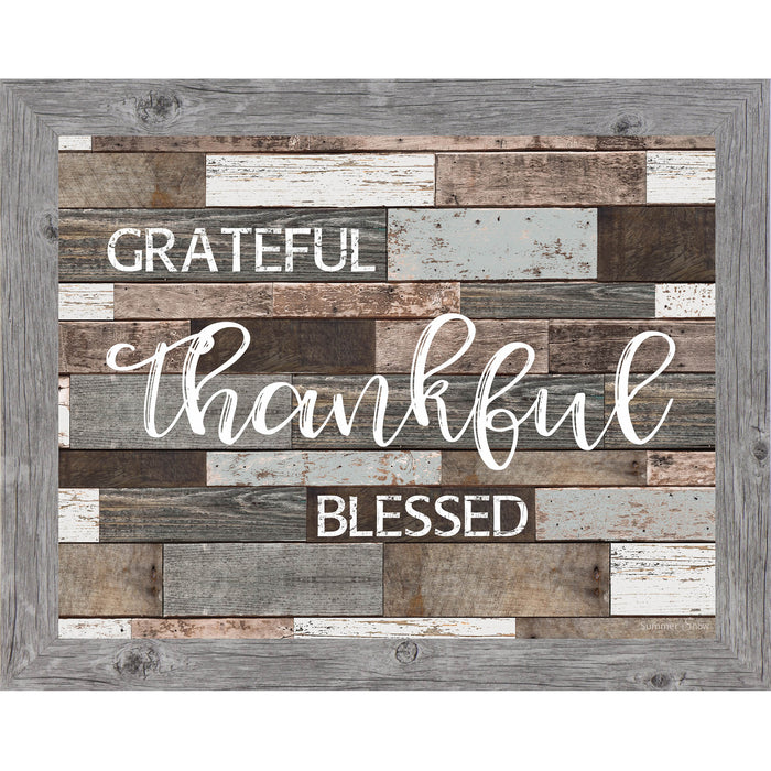 Grateful Thankful Blessed – Slatted Wood Inspirational Framed Wall Art (SSA000) - Summer Snow Art