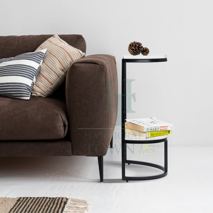 Half Round Marble Side Table (Black)