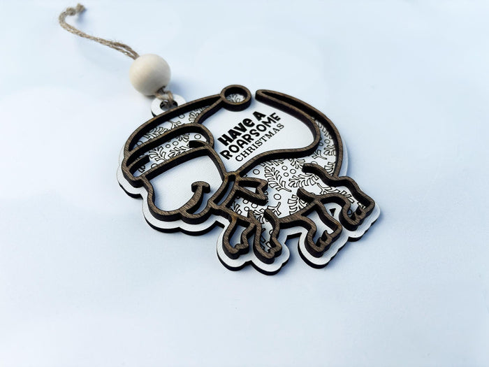 Have a Roarsome Christmas Dinosaur Ornament –  Laser Cut Holiday Decoration